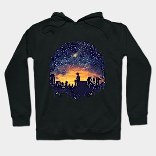 A silhouette of a person stargazing Hoodie